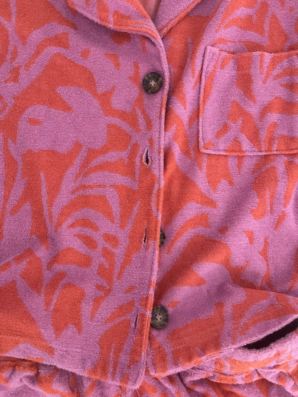Marine Layer Pink and Orange terry cloth Set Shorts+Short Sleeve Button-Down Top - Picture 4 of 8